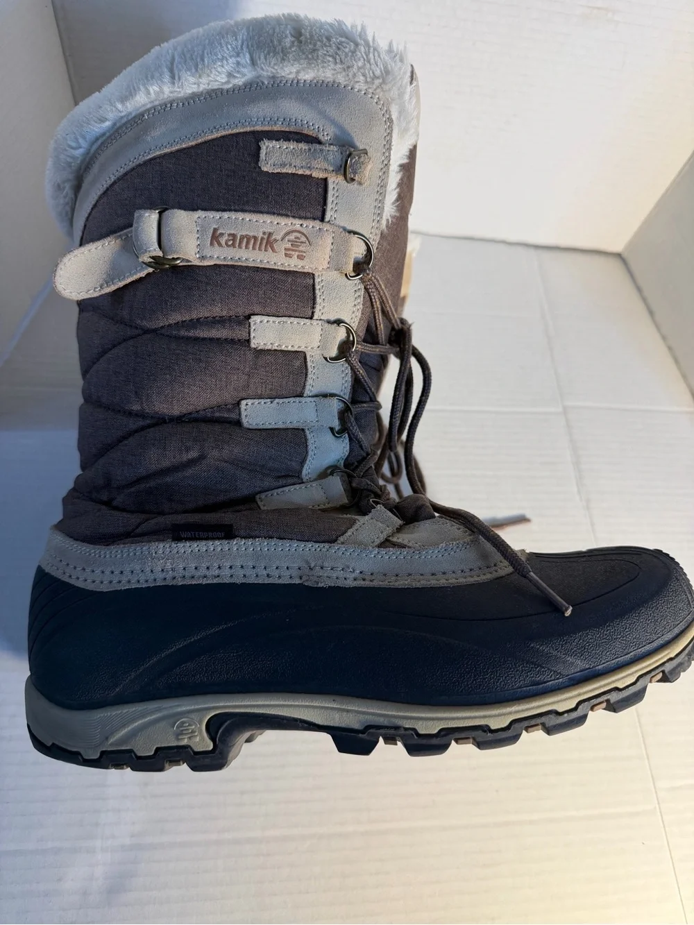 Kamik Unisex Brown, Tan & Black Insulated Snow Boots 10